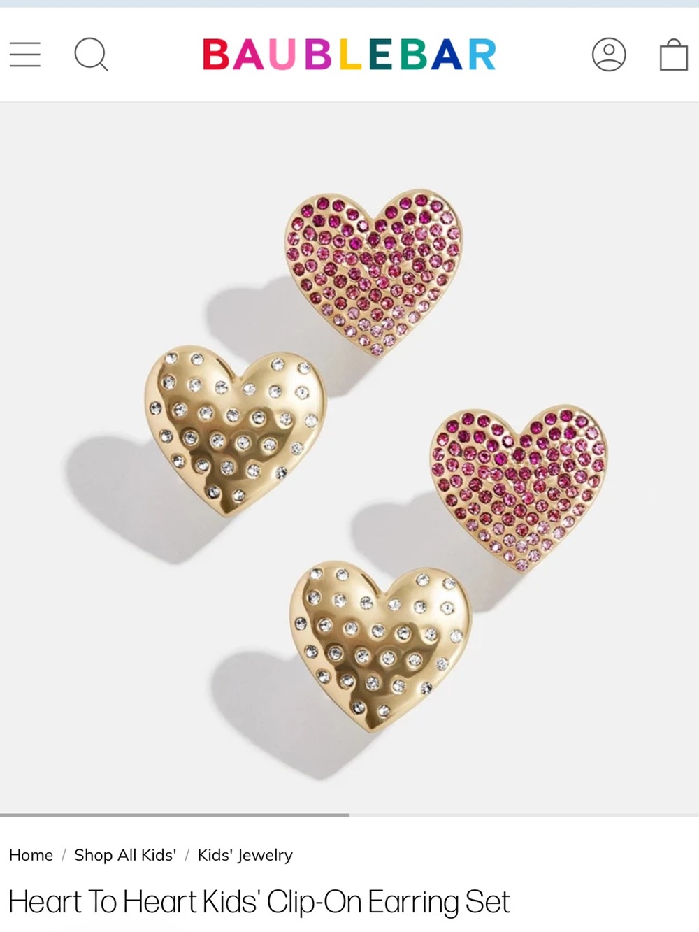 BaubleBar Kids Heart to Heart Clip In Earring Set